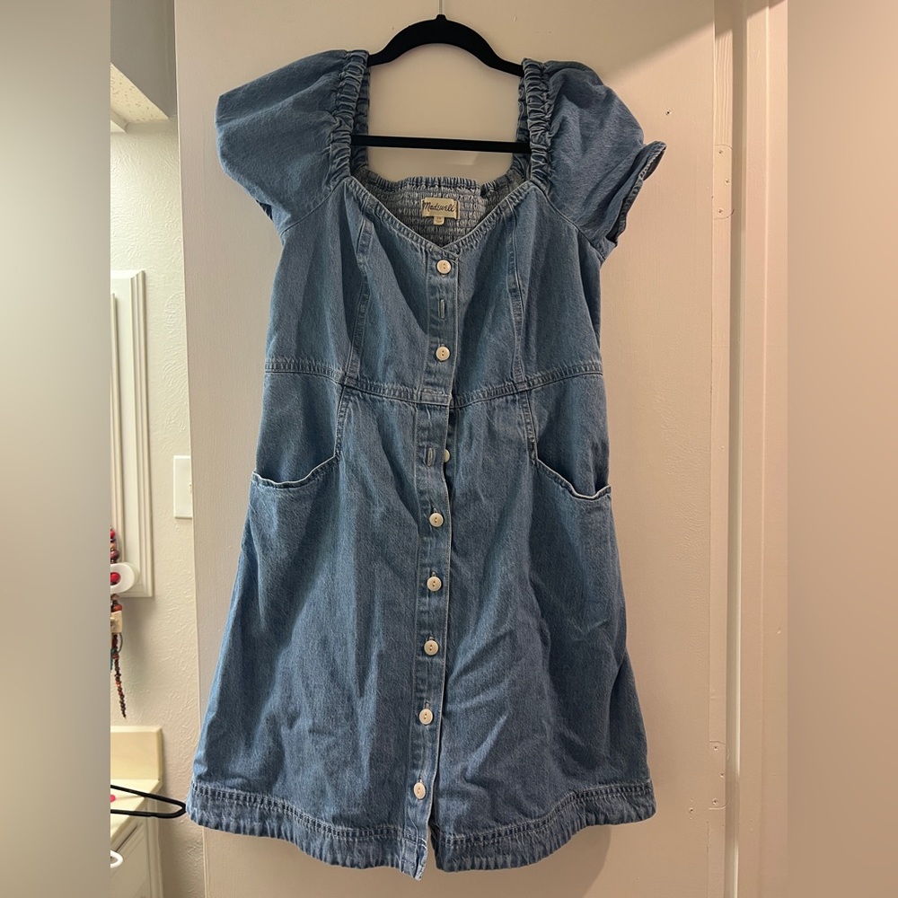 Madewell Puff sleeve mini denim dress - Picture 2 of 2